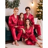 image:imageSWOMOG Family Matching Pajamas Sets Long Sleeve 2 Pcs Silk Satin PJs SetsRed