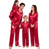 image:imageSWOMOG Family Matching Pajamas Sets Long Sleeve 2 Pcs Silk Satin PJs SetsRed