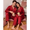 image:imageSWOMOG Family Matching Pajamas Sets Long Sleeve 2 Pcs Silk Satin PJs SetsRed Striped