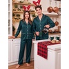 image:imageSWOMOG Family Satin Matching Pajama Sets Couple Silk Christmas PJs Long Sleeve Sleepwear 2 Pieces Loungewear