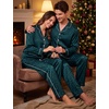 image:imageSWOMOG Family Satin Matching Pajama Sets Couple Silk Christmas PJs Long Sleeve Sleepwear 2 Pieces Loungewear