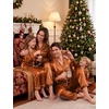 image:imageSWOMOG Matching Family Christmas Pajamas Set Couple Silk Satin Pj Set Button Down WomenMenKids Holiday SleepwearCaramel