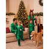 image:imageSWOMOG Matching Family Christmas Pajamas Set Couple Silk Satin Pj Set Button Down WomenMenKids Holiday SleepwearGreen