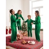 image:imageSWOMOG Matching Family Christmas Pajamas Set Couple Silk Satin Pj Set Button Down WomenMenKids Holiday SleepwearGreen