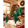 image:imageSWOMOG Matching Family Christmas Pajamas Set Couple Silk Satin Pj Set Button Down WomenMenKids Holiday SleepwearGreen