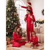 image:imageSWOMOG Matching Family Christmas Pajamas Set Couple Silk Satin Pj Set Button Down WomenMenKids Holiday SleepwearRed
