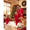 image:imageSWOMOG Matching Family Christmas Pajamas Set Couple Silk Satin Pj Set Button Down WomenMenKids Holiday SleepwearRed