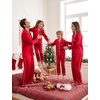 image:imageSWOMOG Matching Family Christmas Pajamas Set Couple Silk Satin Pj Set Button Down WomenMenKids Holiday SleepwearRed