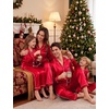 image:imageSWOMOG Matching Family Christmas Pajamas Set Couple Silk Satin Pj Set Button Down WomenMenKids Holiday SleepwearRed