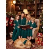 image:imageSWOMOG Matching Family Pajama Set Long Sleeve Christmas Pajama Button Down Holiday Sleepwear Set with PocketsGreen