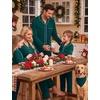 image:imageSWOMOG Matching Family Pajama Set Long Sleeve Christmas Pajama Button Down Holiday Sleepwear Set with PocketsGreen
