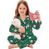 image:imageSWOMOG Matching Family Pajama Set Long Sleeve Christmas Pajama Button Down Holiday Sleepwear Set with PocketsGreen Christmas Santa
