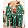 image:imageSWOMOG Matching Family Pajama Set Long Sleeve Christmas Pajama Button Down Holiday Sleepwear Set with PocketsGreen Christmas Santa