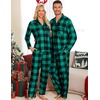 image:imageSWOMOG Matching Family Pajama Set Long Sleeve Christmas Pajama Button Down Holiday Sleepwear Set with PocketsGreen Plaid