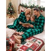image:imageSWOMOG Matching Family Pajama Set Long Sleeve Christmas Pajama Button Down Holiday Sleepwear Set with PocketsGreen Plaid