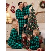 image:imageSWOMOG Matching Family Pajama Set Long Sleeve Christmas Pajama Button Down Holiday Sleepwear Set with PocketsGreen Plaid