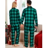 image:imageSWOMOG Matching Family Pajama Set Long Sleeve Christmas Pajama Button Down Holiday Sleepwear Set with PocketsGreen Plaid