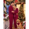image:imageSWOMOG Matching Family Pajama Set Long Sleeve Christmas Pajama Button Down Holiday Sleepwear Set with PocketsWine Red