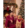 image:imageSWOMOG Matching Family Pajama Set Long Sleeve Christmas Pajama Button Down Holiday Sleepwear Set with PocketsWine Red