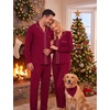 image:imageSWOMOG Matching Family Pajama Set Long Sleeve Christmas Pajama Button Down Holiday Sleepwear Set with PocketsWine Red