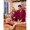 image:imageSWOMOG Matching Family Pajama Set Long Sleeve Christmas Pajama Button Down Holiday Sleepwear Set with PocketsWine Red