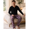 image:imageSWOMOG Mens Pajamas Set 2PC Flannel Long Sleeve Pjs Soft Loungewear Christmas Plaid Sleepwear with PocketsBlack Red Plaid