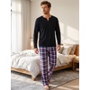 image:imageSWOMOG Mens Pajamas Set 2PC Flannel Long Sleeve Pjs Soft Loungewear Christmas Plaid Sleepwear with PocketsBlack Red Plaid