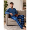 image:imageSWOMOG Mens Pajamas Set 2PC Flannel Long Sleeve Pjs Soft Loungewear Christmas Plaid Sleepwear with PocketsBlackblue Plaid