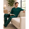 image:imageSWOMOG Mens Pajamas Set 2PC Flannel Long Sleeve Pjs Soft Loungewear Christmas Plaid Sleepwear with PocketsDeep Greyblack Plaid
