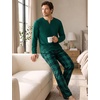 image:imageSWOMOG Mens Pajamas Set 2PC Flannel Long Sleeve Pjs Soft Loungewear Christmas Plaid Sleepwear with PocketsDeep Greyblack Plaid