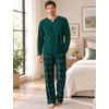 image:imageSWOMOG Mens Pajamas Set 2PC Flannel Long Sleeve Pjs Soft Loungewear Christmas Plaid Sleepwear with PocketsDeep Greyblack Plaid