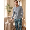 image:imageSWOMOG Mens Pajamas Set 2PC Flannel Long Sleeve Pjs Soft Loungewear Christmas Plaid Sleepwear with PocketsLight Greyblack Plaid