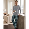 image:imageSWOMOG Mens Pajamas Set 2PC Flannel Long Sleeve Pjs Soft Loungewear Christmas Plaid Sleepwear with PocketsLight Greyblack Plaid