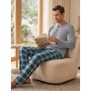 image:imageSWOMOG Mens Pajamas Set 2PC Flannel Long Sleeve Pjs Soft Loungewear Christmas Plaid Sleepwear with PocketsLight Greyblack Plaid