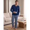 image:imageSWOMOG Mens Pajamas Set 2PC Flannel Long Sleeve Pjs Soft Loungewear Christmas Plaid Sleepwear with PocketsNavy Blue Plaid