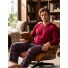 image:imageSWOMOG Mens Pajamas Set 2PC Flannel Long Sleeve Pjs Soft Loungewear Christmas Plaid Sleepwear with PocketsWine Red Green Plaid