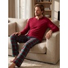 image:imageSWOMOG Mens Pajamas Set 2PC Flannel Long Sleeve Pjs Soft Loungewear Christmas Plaid Sleepwear with PocketsWine Red Green Plaid