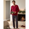 image:imageSWOMOG Mens Pajamas Set 2PC Flannel Long Sleeve Pjs Soft Loungewear Christmas Plaid Sleepwear with PocketsWine Red Green Plaid