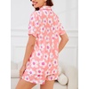 image:imageSWOMOG Womens Button Down Pajamas Set Short Sleeve Sleepwear Bride Soft Pj Lounge Sets XS3XLPink Floral