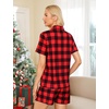image:imageSWOMOG Womens Button Down Pajamas Set Short Sleeve Sleepwear Bride Soft Pj Lounge Sets XS3XLRed Black Plaid1
