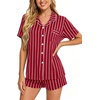 image:imageSWOMOG Womens Button Down Pajamas Set Short Sleeve Sleepwear Bride Soft Pj Lounge Sets XS3XLRed Stripe