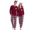 image:imageSWOMOG 100 Cotton Couples Matching Pajama Set Christmas Pajamas Buffalo Plaid Sleepwear Soft PJ Set with PocketsBurgundy Plaid