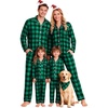 image:imageSWOMOG Christmas Family Matching Pajamas Long Sleeve Button Down Pj SetBlack Green Plaid