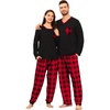 image:imageSWOMOG Couple Pajamas Set for Christmas Matching Pj Sets Womens Mens Soft Men Pjs Long Sleeve Sleepwear Lounge Sets Outfits Red Black Grid XXLarge