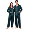 image:imageSWOMOG Family Satin Matching Pajama Sets Couple Silk Christmas PJs Long Sleeve Sleepwear 2 Pieces Loungewear