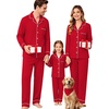 image:imageSWOMOG Long Sleeve Matching Family Pajama Set Christmas Pajama Button Down Holiday Sleepwear Set Pet Red XLarge