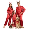 image:imageSWOMOG Matching Family Pajamas Set Women amp Men amp Kids Silk Satin Pjs 2 Pcs Long Sleeve Button Down Sleepwear with 2 PocketsRed