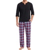 image:imageSWOMOG Mens Pajamas Set 2PC Flannel Long Sleeve Pjs Soft Loungewear Christmas Plaid Sleepwear with PocketsBlack Red Plaid
