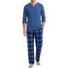 image:imageSWOMOG Mens Pajamas Set 2PC Flannel Long Sleeve Pjs Soft Loungewear Christmas Plaid Sleepwear with PocketsBlackblue Plaid