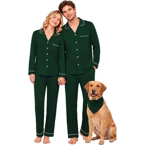 image:imageSWOMOG 100 Cotton Couples Matching Pajama Sets Xmas Long Sleeve Pj SetsGreen